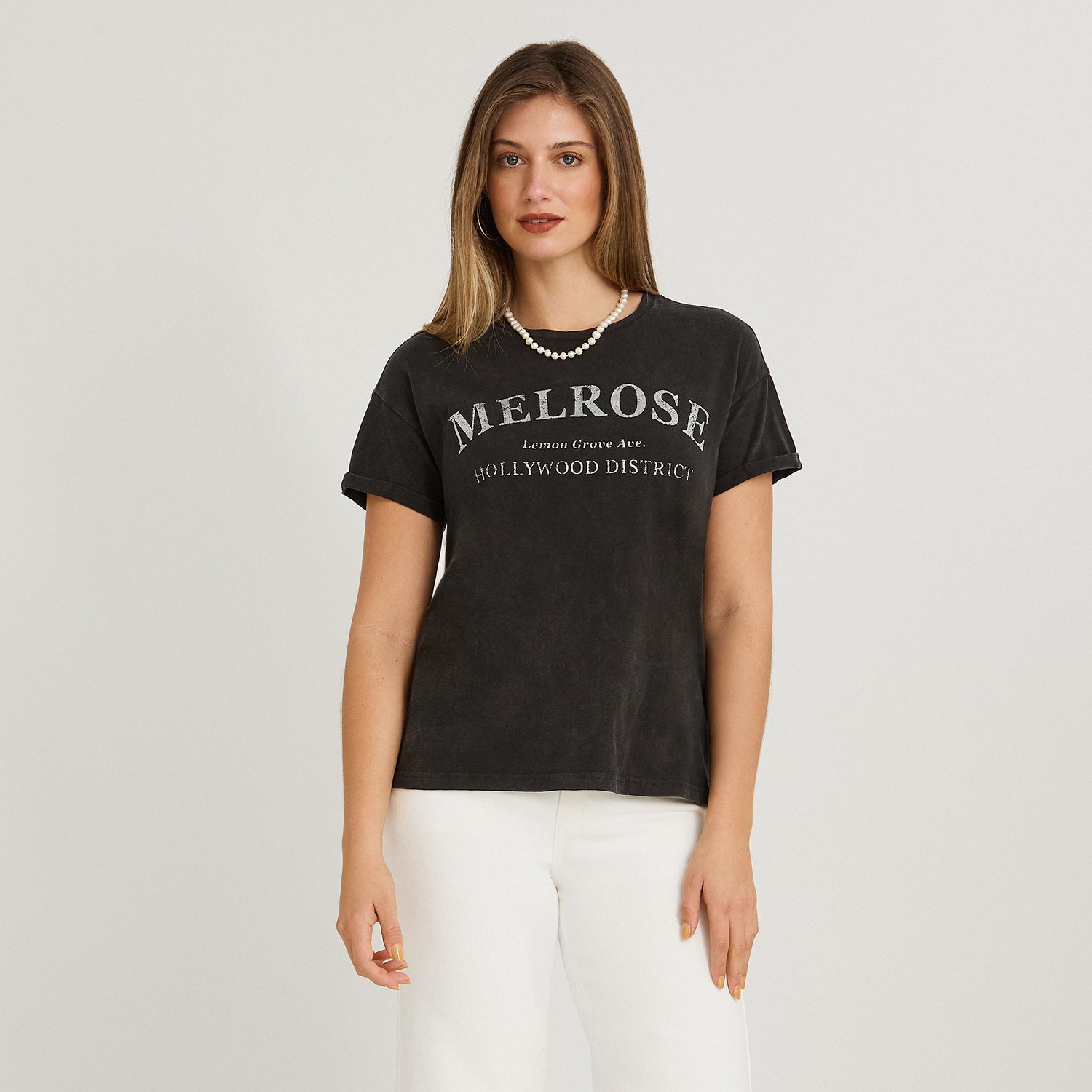 Polera Manga Corta Acid Wash Gris